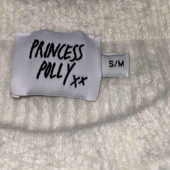 Princess Polly Cropped Jessica Sweater Cream Stretch Plush Cinch Womens S/M - Picture 4 of 7